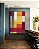 Quadro Vertical Abstrato Geométrico Degradê Amarelo Mostarda Laranja Cinza Canvas Moldura - Imagem 1