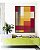 Quadro Vertical Abstrato Geométrico Degradê Amarelo Mostarda Laranja Cinza Canvas Moldura - Imagem 3