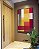 Quadro Vertical Abstrato Geométrico Degradê Amarelo Mostarda Laranja Cinza Canvas Moldura - Imagem 2