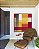 Quadro Quadrado Abstrato Geométrico Degradê Amarelo Mostarda Laranja Cinza Canvas Moldura - Imagem 5
