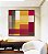 Quadro Quadrado Abstrato Geométrico Degradê Amarelo Mostarda Laranja Cinza Canvas Moldura - Imagem 1