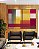 Duo de Quadros Abstrato Geométrico Degradê Amarelo Mostarda Laranja Cinza Canvas Moldura - Imagem 2