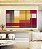 Trio de Quadros Estilizados Abstrato Geométrico Degradê Amarelo Mostarda Laranja Cinza Canvas Moldura - Imagem 1