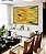 Quadro Horizontal Abstrato Arte Fluida Amarelo Mostarda Verde Oliva Ondulações Canvas Moldura - Imagem 5
