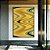 Quadro Vertical Abstrato Arte Fluida Amarelo Mostarda Verde Oliva Ondulações Canvas Moldura - Imagem 3