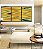Trio de Quadros Abstrato Arte Fluida Amarelo Mostarda Verde Oliva Ondulações Canvas Moldura - Imagem 3