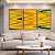 Trio de Quadros Abstrato Arte Fluida Amarelo Mostarda Verde Oliva Ondulações Canvas Moldura - Imagem 1