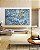 Quadro Horizontal Abstrato Azul e Dourado Efeito Mármore Arte Pouring Canvas Moldura - Imagem 4