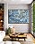 Quadro Horizontal Abstrato Azul e Dourado Efeito Mármore Arte Pouring Canvas Moldura - Imagem 3