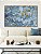 Quadro Horizontal Abstrato Azul e Dourado Efeito Mármore Arte Pouring Canvas Moldura - Imagem 1