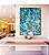 Quadro Vertical Abstrato Azul e Dourado Efeito Mármore Arte Pouring Canvas Moldura - Imagem 3