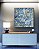 Quadro Quadrado Abstrato Azul e Dourado Efeito Mármore Arte Pouring Canvas Moldura - Imagem 2