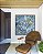 Quadro Quadrado Abstrato Azul e Dourado Efeito Mármore Arte Pouring Canvas Moldura - Imagem 5