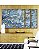 Trio de Quadros Estilizados Abstrato Azul e Dourado Efeito Mármore Arte Pouring Canvas Moldura - Imagem 2