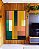 Quadro Vertical Abstrato Geométrico Color Block Rosa Verde Amarelo Canvas Moldura - Imagem 1