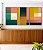 Trio de Quadros Abstrato Geométrico Color Block Rosa Verde Amarelo Canvas Moldura - Imagem 3