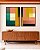 Duo de Quadros Abstrato Geométrico Color Block Rosa Verde Amarelo Canvas Moldura - Imagem 3