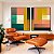 Duo de Quadros Abstrato Geométrico Color Block Rosa Verde Amarelo Canvas Moldura - Imagem 2