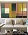 Trio de Quadros Estilizados Abstrato Geométrico Color Block Rosa Verde Amarelo Canvas Moldura - Imagem 4