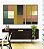 Trio de Quadros Estilizados Abstrato Geométrico Color Block Rosa Verde Amarelo Canvas Moldura - Imagem 3