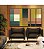 Trio de Quadros Estilizados Abstrato Geométrico Color Block Rosa Verde Amarelo Canvas Moldura - Imagem 2