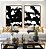 Duo de Quadros Abstrato Geométrico Minimalista Preto e Branco Canvas Moldura - Imagem 3