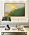 Quadro Horizontal Abstrato Branco Verde Esmeralda e Dourado Canvas Moldura - Imagem 1