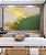 Quadro Horizontal Abstrato Branco Verde Esmeralda e Dourado Canvas Moldura - Imagem 2