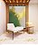 Quadro Vertical Abstrato Branco Verde Esmeralda e Dourado Canvas Moldura - Imagem 1