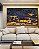 Quadro Horizontal Abstrato Mosaico Cinza Chumbo Amarelo Dourado Canvas Moldura - Imagem 2