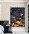 Quadro Vertical Abstrato Mosaico Cinza Chumbo Amarelo Dourado Canvas Moldura - Imagem 1