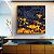 Quadro Quadrado Abstrato Mosaico Cinza Chumbo Amarelo Dourado Canvas Moldura - Imagem 3