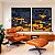 Duo de Quadros Abstrato Mosaico Cinza Chumbo Amarelo Dourado Canvas Moldura - Imagem 2