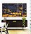 Trio de Quadros Estilizados Abstrato Mosaico Cinza Chumbo Amarelo Dourado Canvas Moldura - Imagem 2