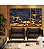 Trio de Quadros Estilizados Abstrato Mosaico Cinza Chumbo Amarelo Dourado Canvas Moldura - Imagem 1