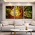 Trio de Quadros Árvores Iluminadas Douradas Floresta Paisagem Natureza Canvas Moldura - Imagem 2