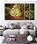 Trio de Quadros Estilizados Árvores Iluminadas Douradas Floresta Paisagem Natureza Canvas Moldura - Imagem 5