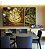 Trio de Quadros Estilizados Árvores Iluminadas Douradas Floresta Paisagem Natureza Canvas Moldura - Imagem 3