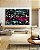 Quadro Horizontal Abstrato Mosaico Cinza Turquesa Rosa Intenso Canvas Moldura - Imagem 5