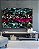 Quadro Horizontal Abstrato Mosaico Cinza Turquesa Rosa Intenso Canvas Moldura - Imagem 3