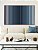 Quadro Horizontal Abstrato Listras Degradê Azul Marinho Branco Canvas Moldura - Imagem 2