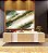 Quadro Horizontal Abstrato Tons de Verde Esmeralda e Dourado Canvas Moldura - Imagem 4