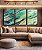 Trio de Quadros Abstrato Verde Azul Turquesa Cinza Textura Natural Canvas Moldura - Imagem 3