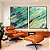 Duo de Quadros Abstrato Verde Azul Turquesa Cinza Textura Natural Canvas Moldura - Imagem 2