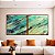 Duo de Quadros Quadrados Abstrato Verde Azul Turquesa Cinza Textura Natural Canvas Moldura - Imagem 1