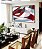 Quadro Horizontal Abstrato Mosaico Contornos Vermelho Turquesa Branco Canvas Moldura - Imagem 1