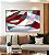 Quadro Horizontal Abstrato Mosaico Contornos Vermelho Turquesa Branco Canvas Moldura - Imagem 4