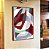Quadro Vertical Abstrato Mosaico Contornos Vermelho Turquesa Branco Canvas Moldura - Imagem 5