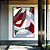 Quadro Vertical Abstrato Mosaico Contornos Vermelho Turquesa Branco Canvas Moldura - Imagem 2