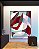 Quadro Vertical Abstrato Mosaico Contornos Vermelho Turquesa Branco Canvas Moldura - Imagem 1